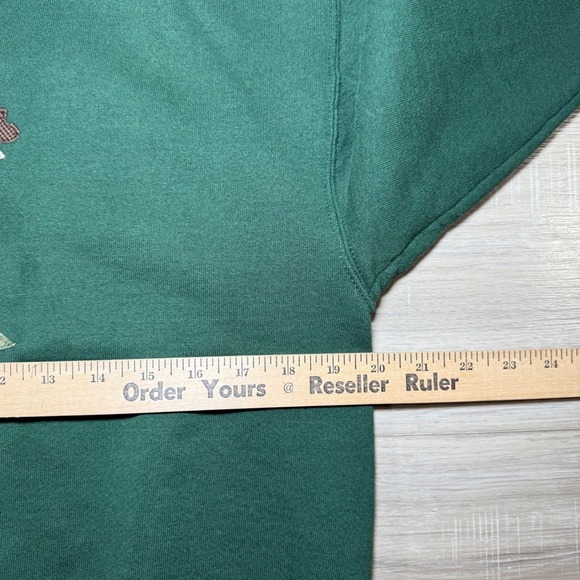 Vintage 90s Jerzees Christmas Sweatshirt Tree Applique Holiday Green Mens Medium - Picture 6 of 7